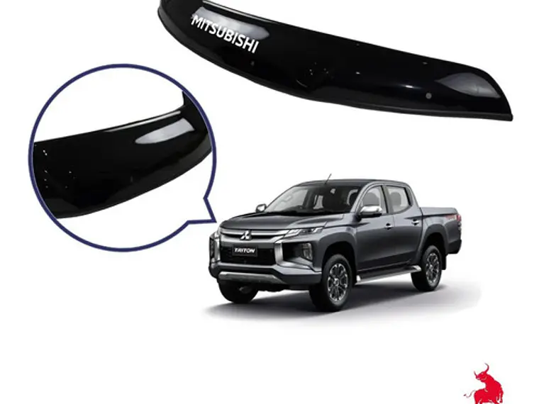 Deflector De Capot Negro Con Logo Mitsubishi L200 2019 -2022 3