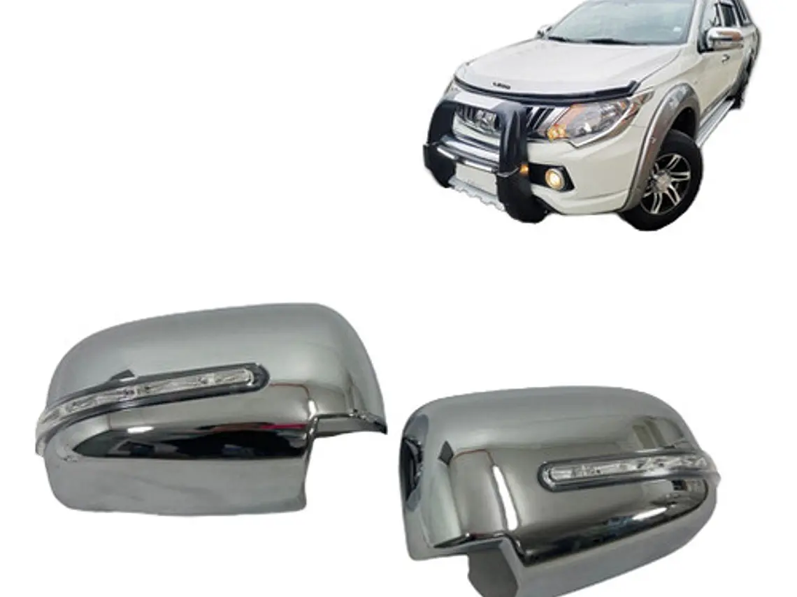 Cubre Espejo Cromado Con Luz Led Mitsubishi L200 New 16-19 1