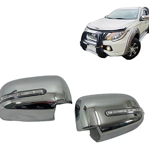 Cubre Espejo Cromado Con Luz Led Mitsubishi L200 New 16-19