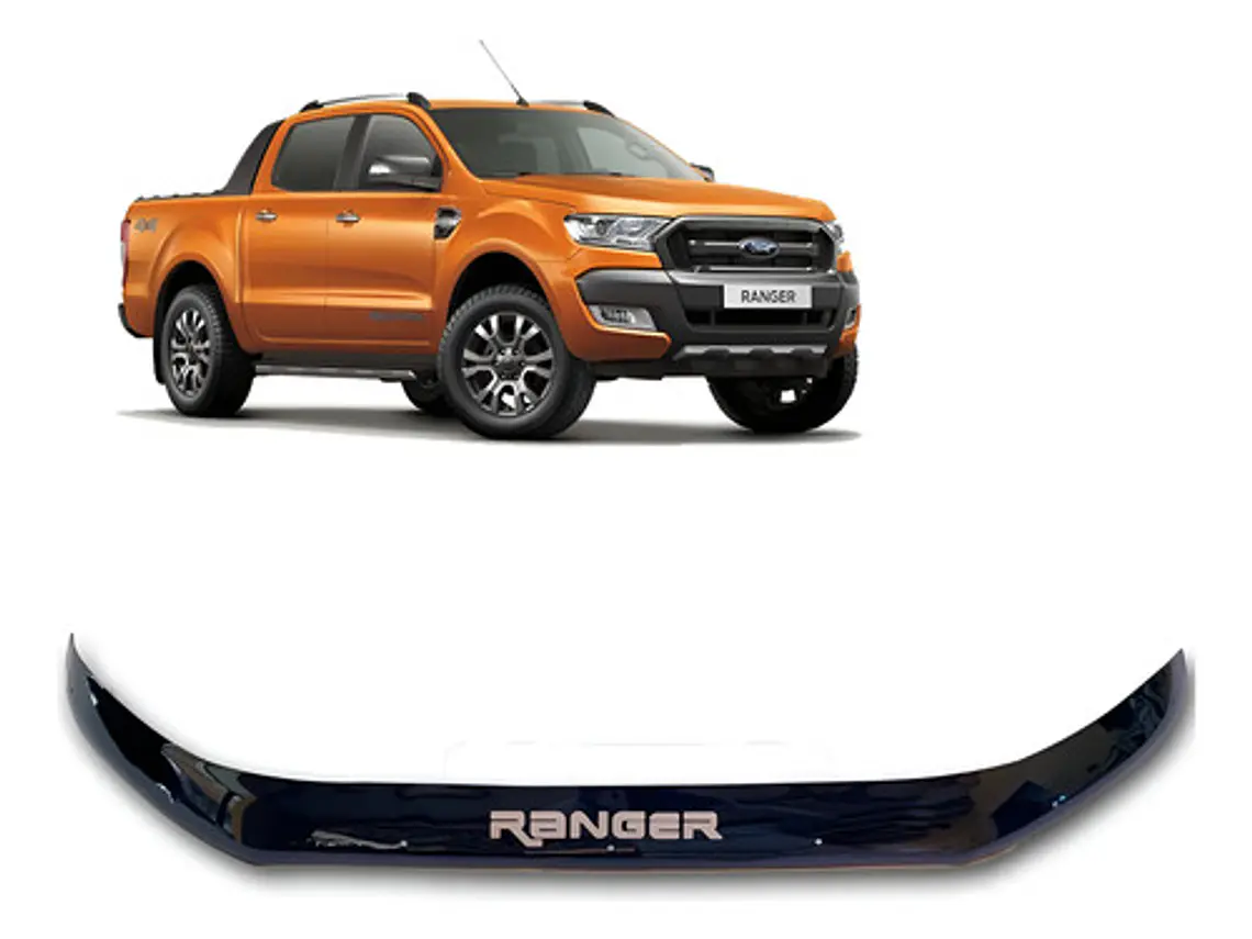Deflector Capot Negro Con Logo Ford Ranger T7 2016 - 2021  1