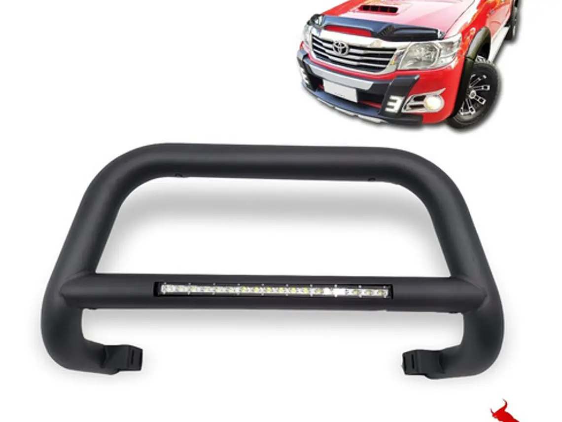 Defensa Metalica Negra Con Led Toyota Hilux Vigo 2006-2016 2