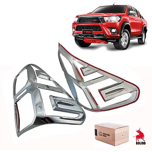 Set Biseles Cromados Focos Traseros Toyota Hilux Revo 2016+ 