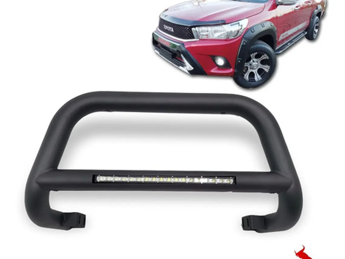 Defensa Metalica Negra Con Led Toyota Hilux Revo 2016-2022 1