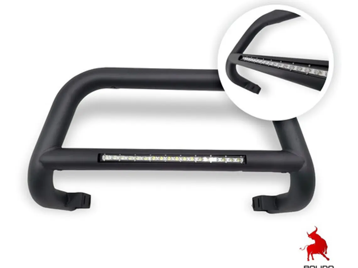 Defensa Metalica Negra Con Led Toyota Hilux Revo 2016-2022 2
