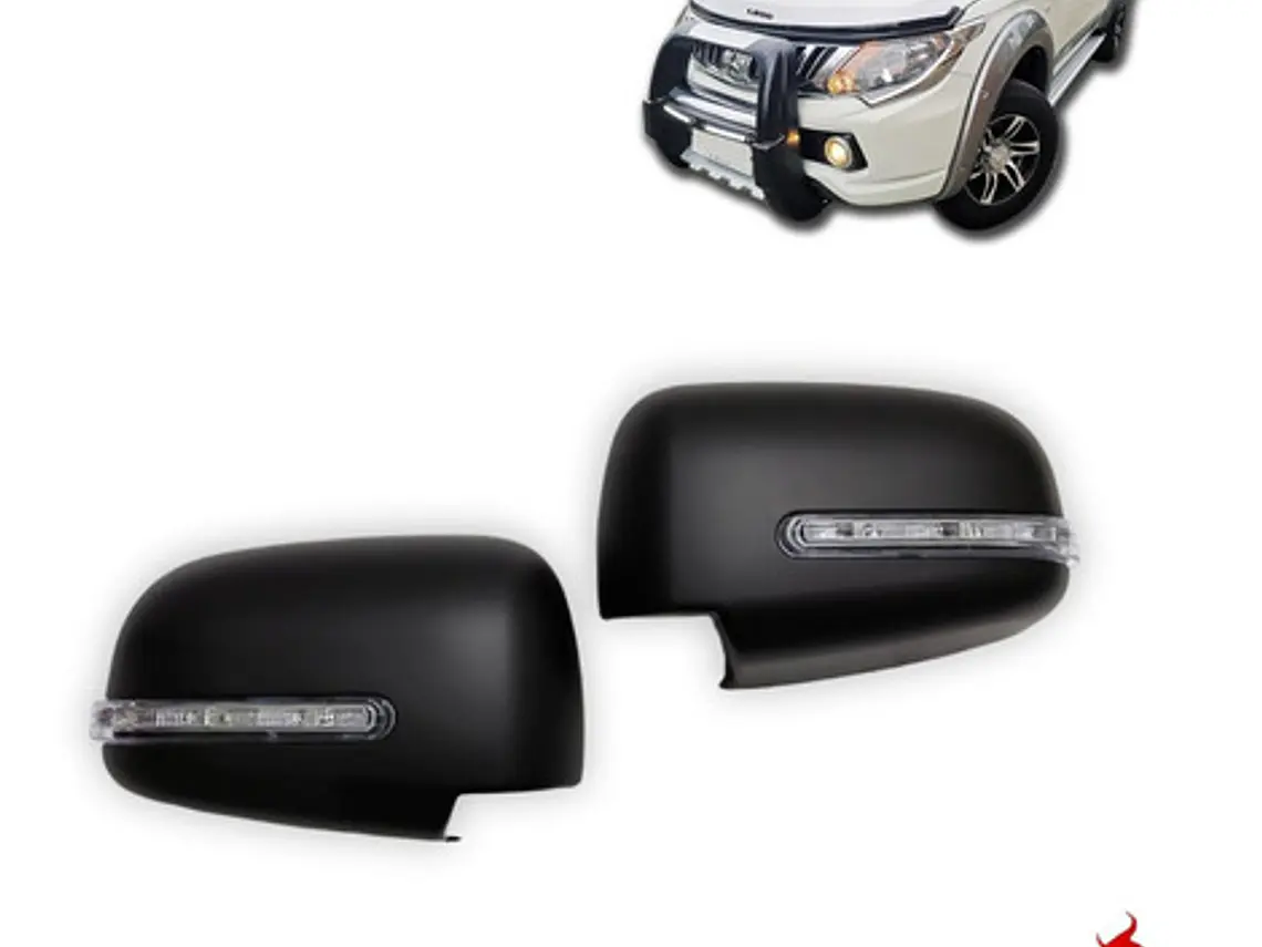 Cubre Espejo Negro  Con Luz Led Mitsubishi L200  2016-19 2