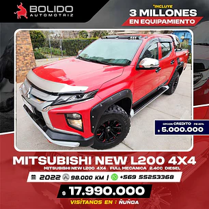 MITSUBISHI NEW L200 4X4, Mecánica 2,4 CC, Diesel