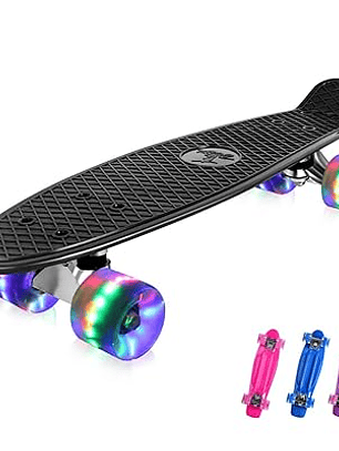 Penny, Patinetas para niños, patineta mini cruiser completa de 22 pulgadas con ruedas iluminadas con LED para adolescentes, adultos y principiantes