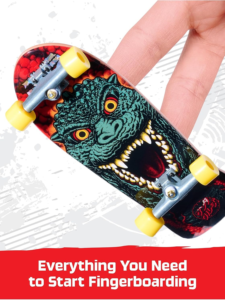 TECH DECK, Godzilla Sk8shop - Paquete de bonificación de diapasones, mini patinetas coleccionables 4