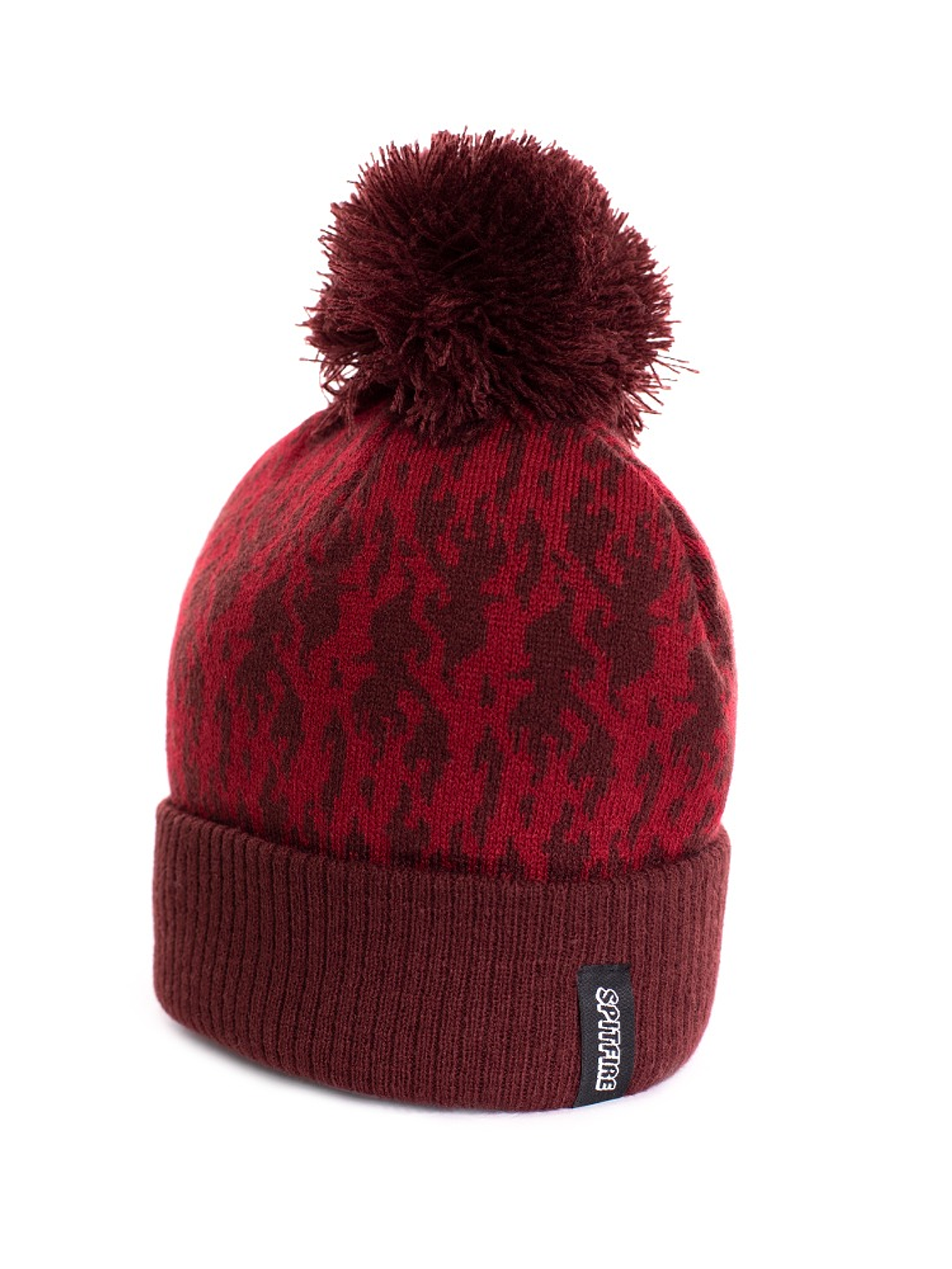 Gorro beanie de lana spitfire urban pompom burdeo 1