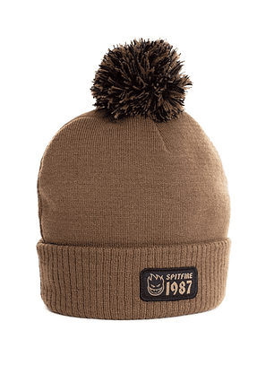 Gorro beanie de lana spitfire 1987 pompom cafe