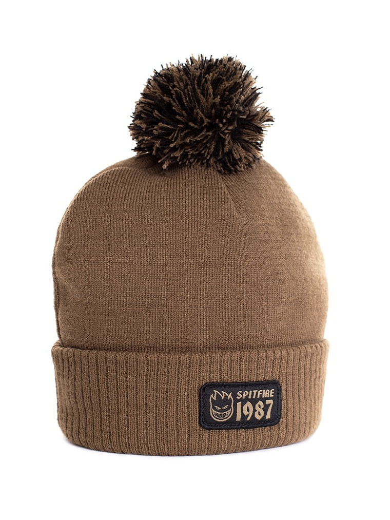 Gorro beanie de lana spitfire 1987 pompom cafe 1