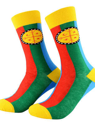 Calcetines de algodón, con arte Mapuche talla 36-40.