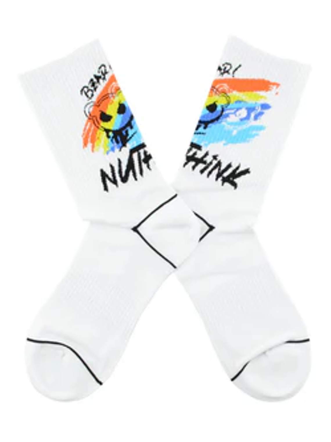 Calcetines Blancos con Pinceladas de Colores y Cara 41-45 2