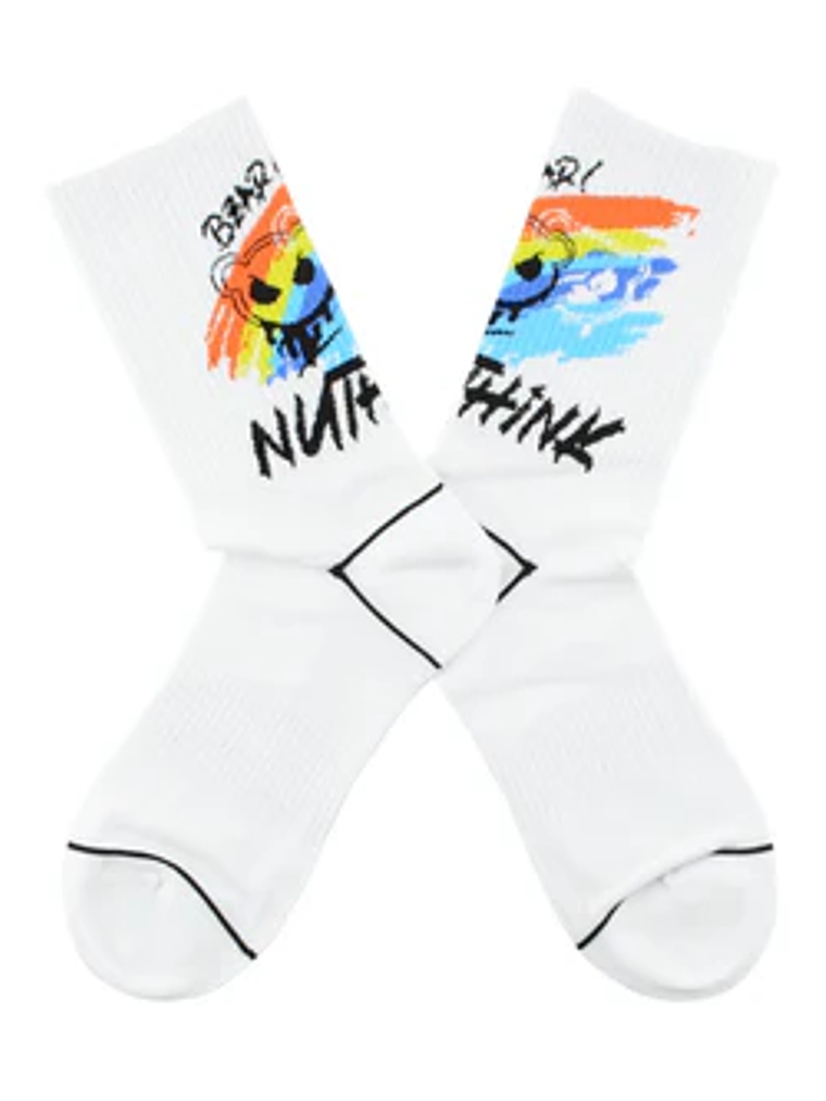 Calcetines Blancos con Pinceladas de Colores y Cara 41-45 2