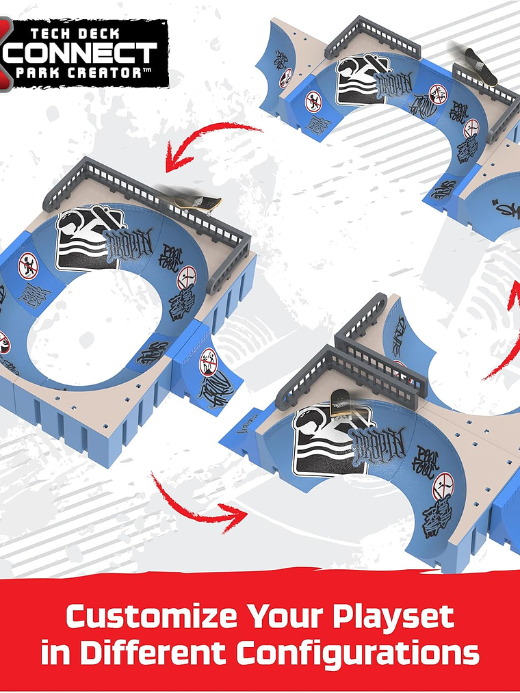 Tech Deck, Daewon Mega Bowl, X-Connect Park Creator, juego de rampas personalizables y construibles con Fingerboard exclusivo 5