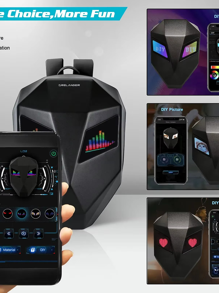 MOCHILA OJOS LED RIGIDA PORTA CASCO IMPERMEABLE 2