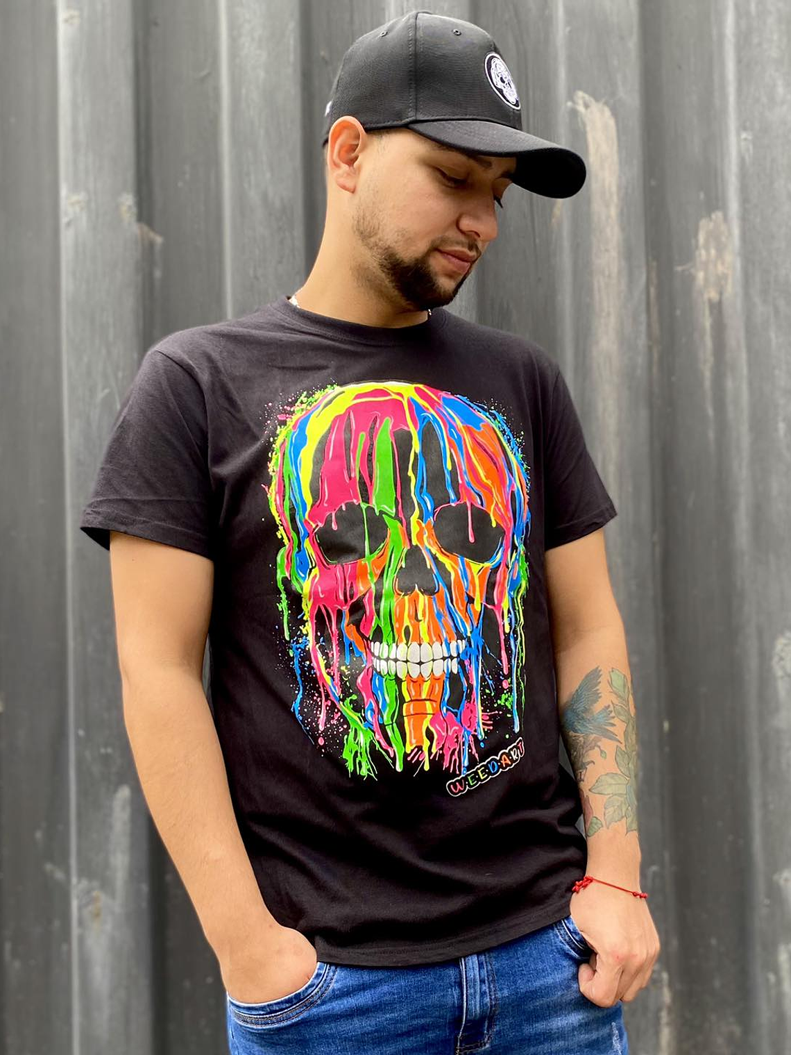POLERA CALAVERA FLUORECENTE WEEDART 1