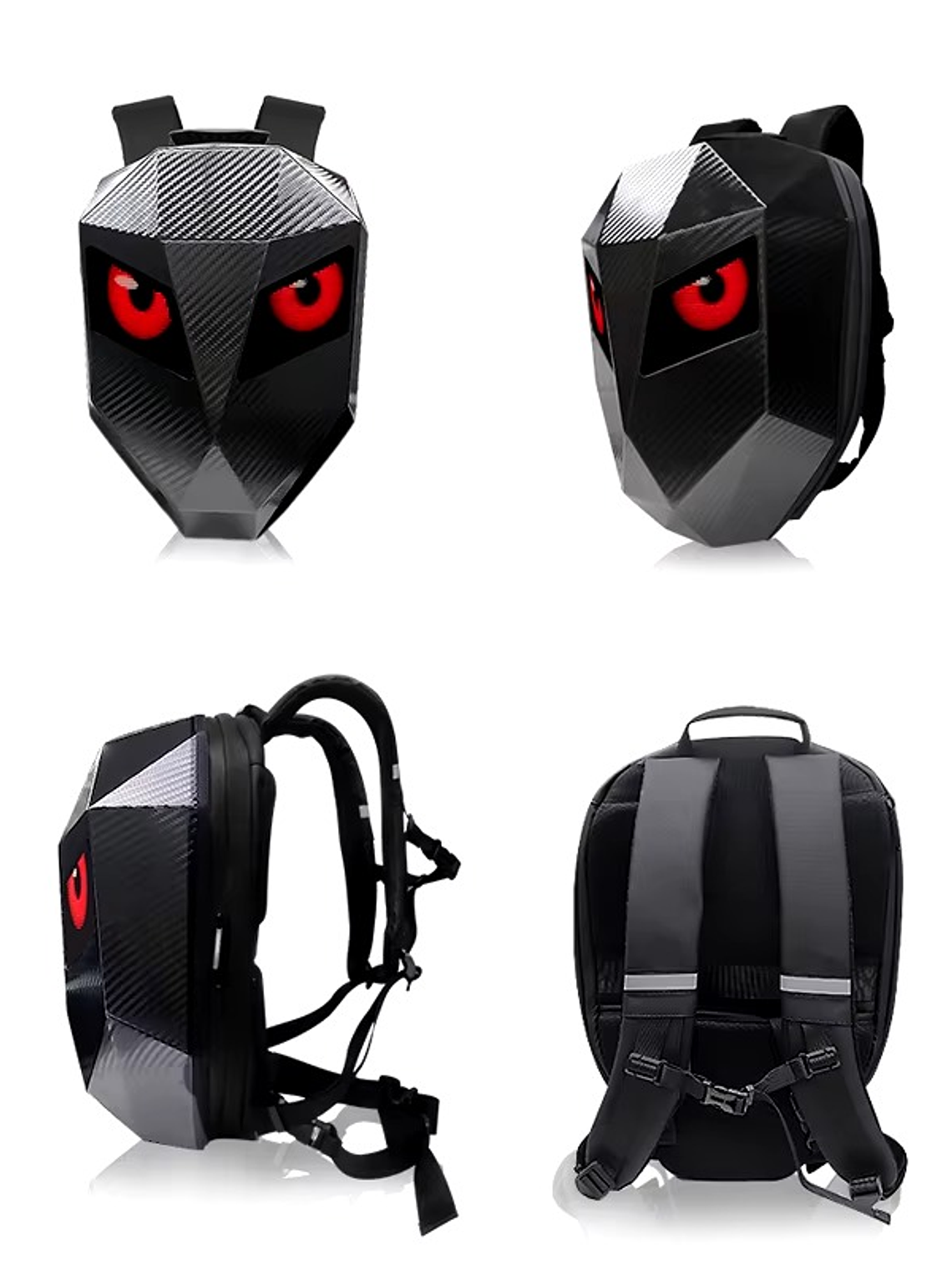 MOCHILA OJOS LED RIGIDA PORTA CASCO IMPERMEABLE 3