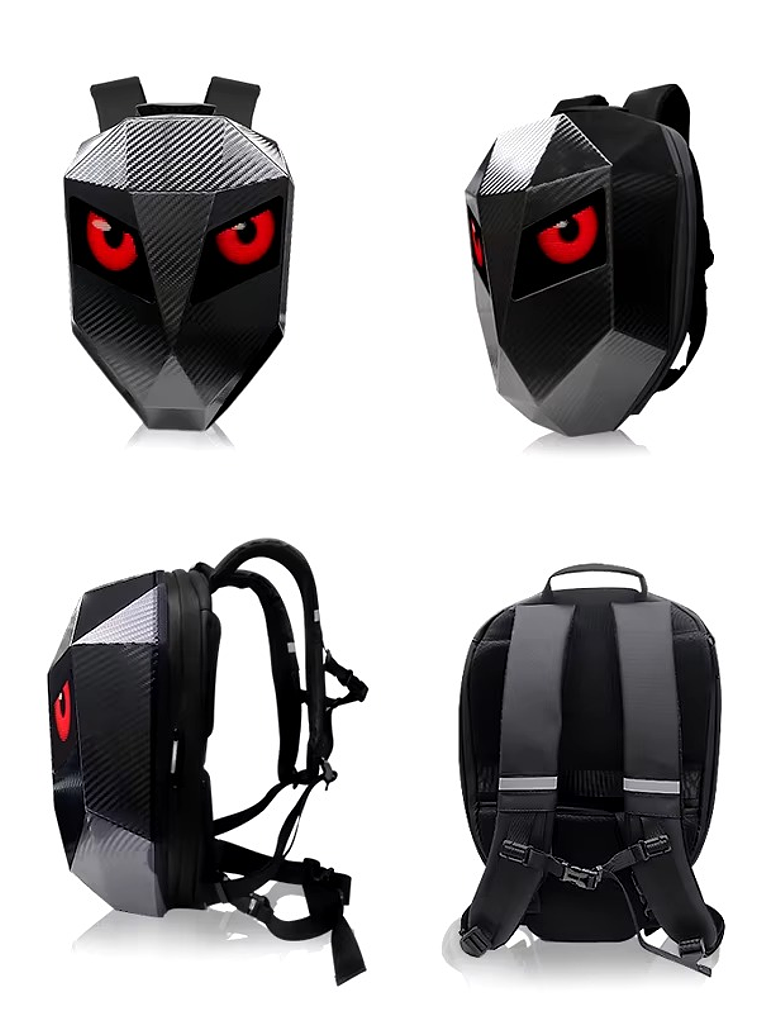 MOCHILA OJOS LED RIGIDA PORTA CASCO IMPERMEABLE 3