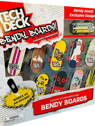 Tech Deck Bendy Boards - Mini borradores coleccionables para patineta, fingerboard de goma (juego 1)