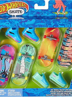 Hot Wheels Skate Tony Hawk - Zapatos de patinaje extraíbles y fingerboard, paquete múltiple, 4 tablas totalmente montadas, 2 pares de zapatos de skate, 1 juego exclusivo (los estilos pueden variar)