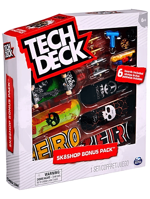 Tech Deck Fingerboard Sk8shop Zero Bonus Pack 6 Patinetas Dedos