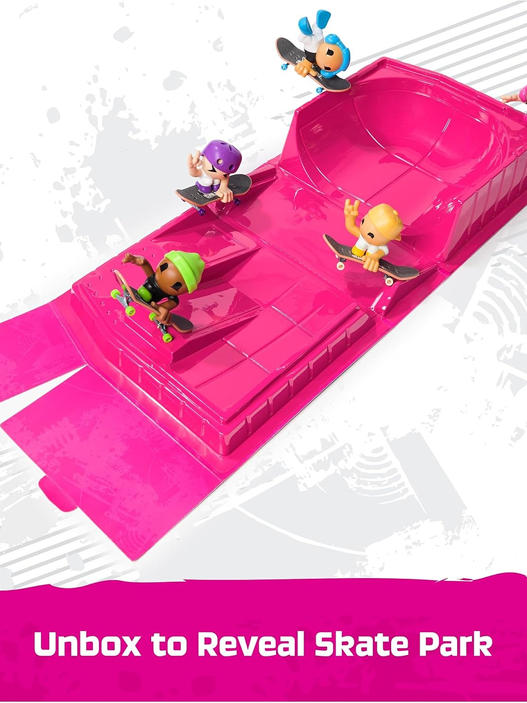 TECH DECK Sk8 Crew - Caja de diversión, parque Sk8 transformable portátil con 4 Fingerboard y 5 figuras, mini patinetas coleccionables 7