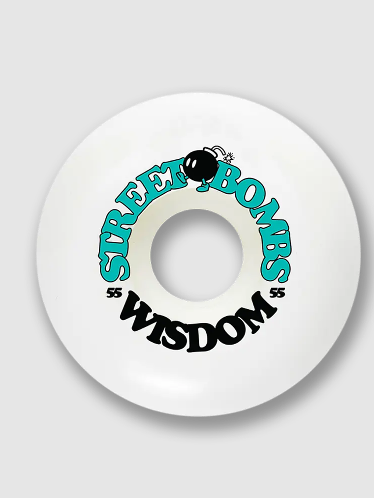 Ruedas Wisdom - Street bombs conicas 55mm celestes 1