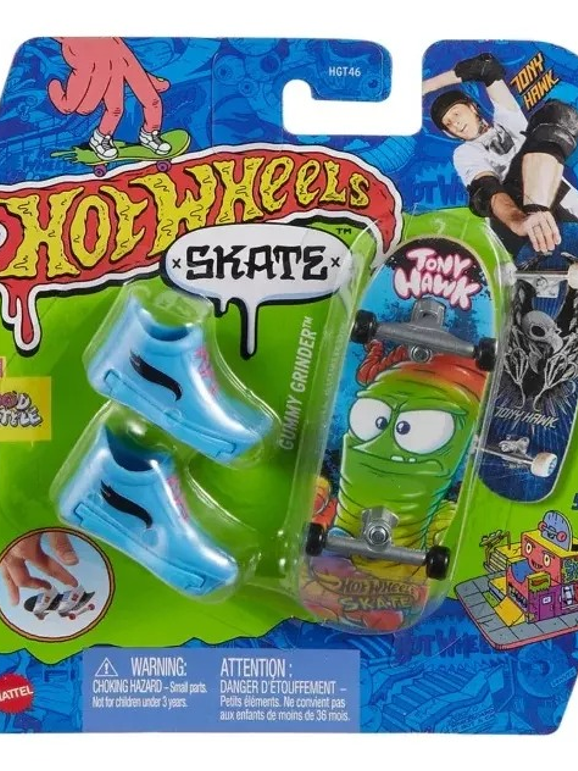 Hot Wheels Skate Patineta + Tenis Tony Hawk Gummy Grinder 1