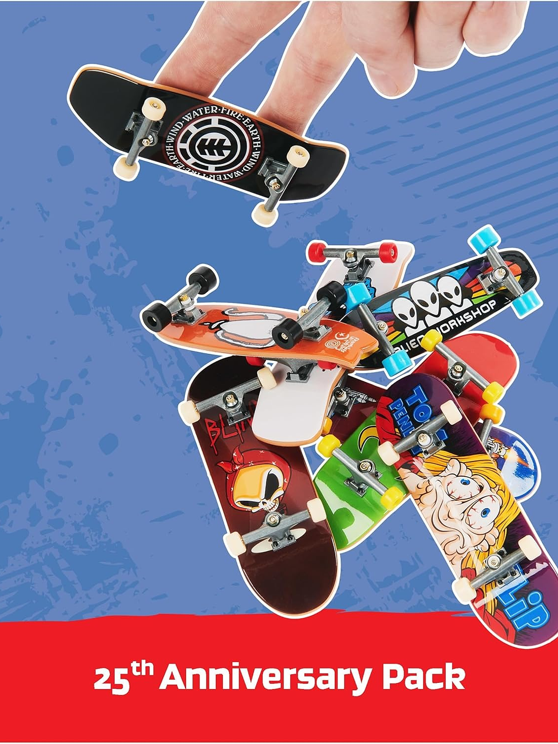 Tech Deck, 25th Anniversary - Paquete de 8 Fingerboard con figura exclusiva, mini patinetas coleccionables 3