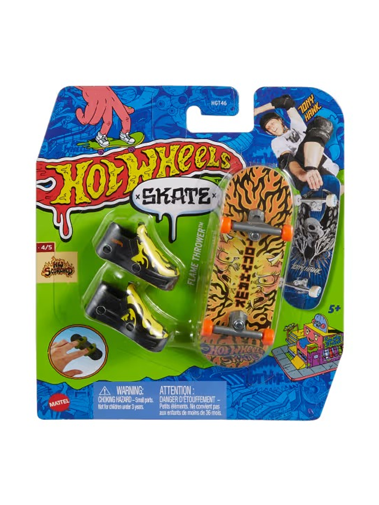 Hot Wheels Skate Patineta + Tenis Tony Hawk FLAME THROWER 1