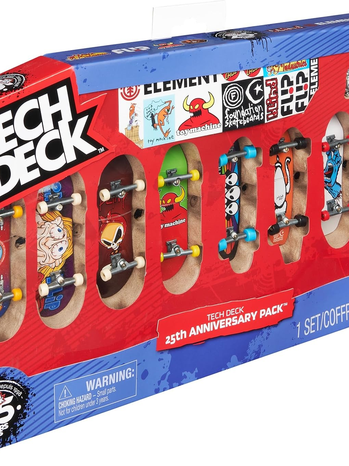 Tech Deck, 25th Anniversary - Paquete de 8 Fingerboard con figura exclusiva, mini patinetas coleccionables 5