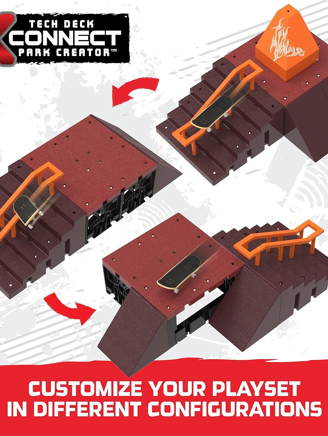 Tech Deck, Pyramid Shredder 2.0, X-Connect Park Creator, juego de rampas personalizable y construible con monopatín de dedos exclusivo, juguete para niños de 6 años en adelante 6