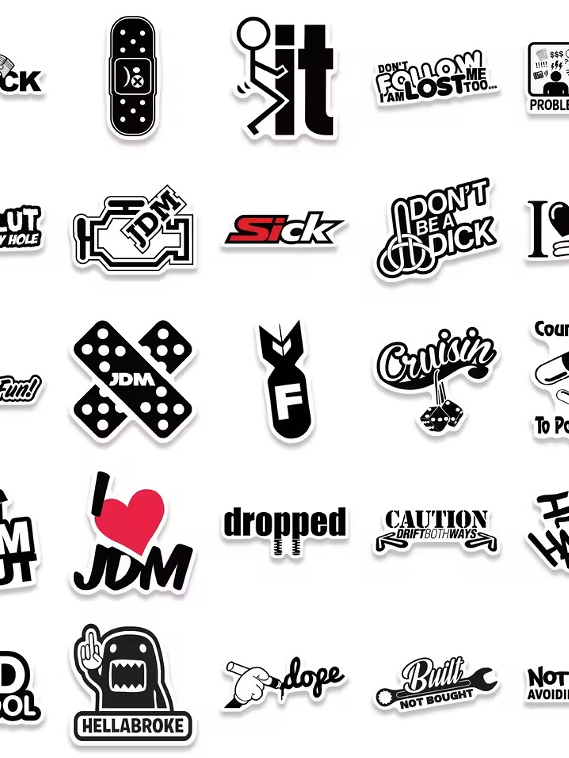 Stickers JDM para Fingerboard, Skate y Laptop – Pack 5 Stickers 2