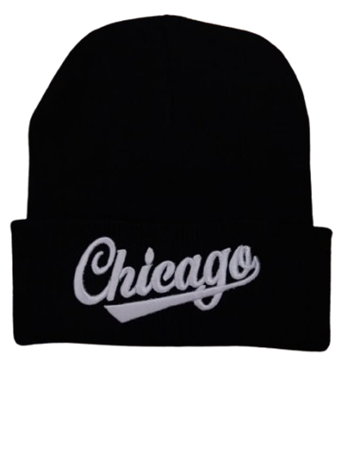 Gorro de Punto Negro Chicago - Bordado Blanco Unisex 1
