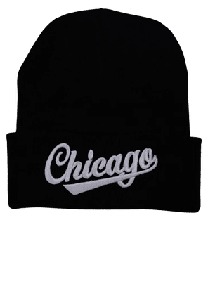 Gorro de Punto Negro Chicago - Bordado Blanco Unisex