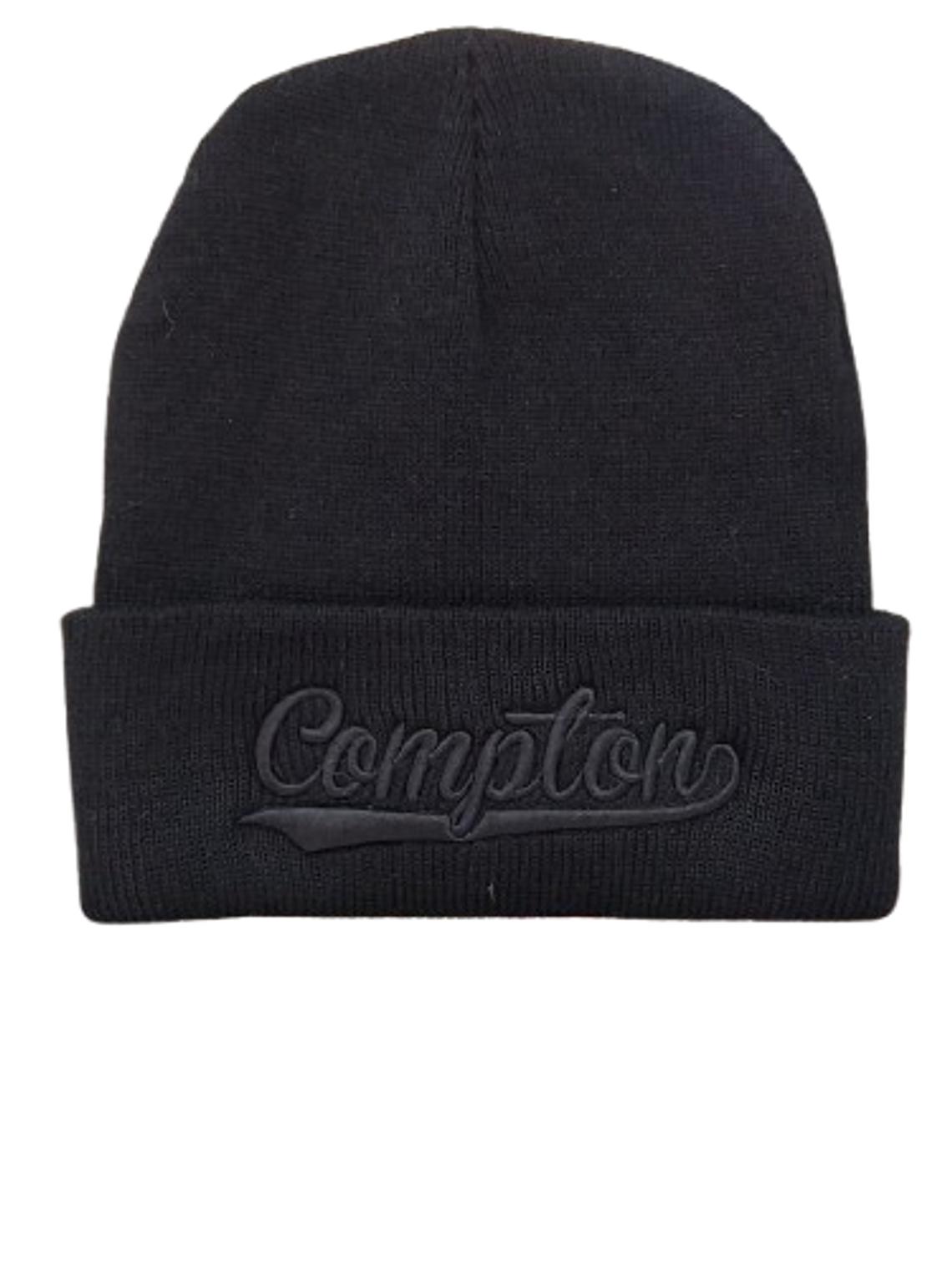 Gorro Beanie Negro Compton - Bordado Black-on-Black Unisex 1