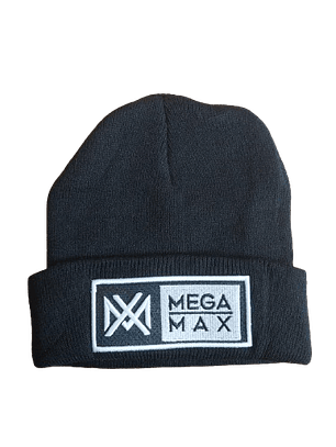Gorro Beanie Negro Mega Max - Parche Bordado Geométrico Unisex