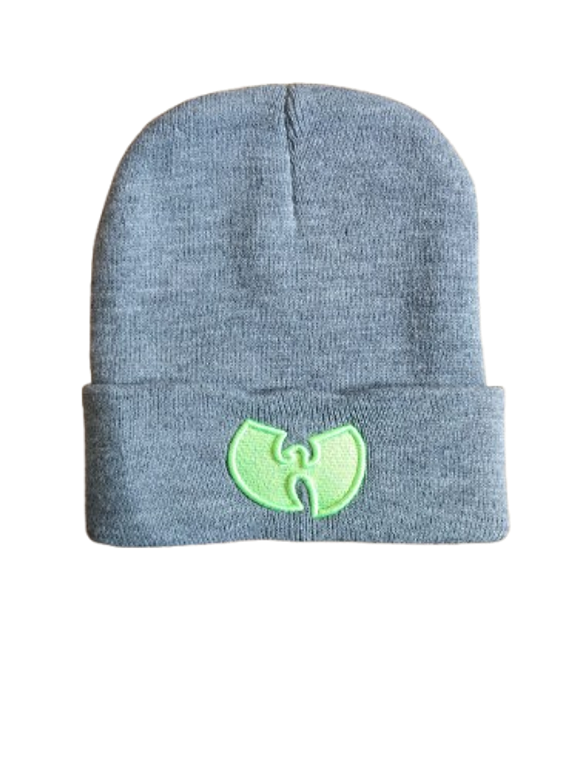 Gorro Beanie Gris Wu-Tang Clan - Bordado Logo Verde Neón Unisex 1