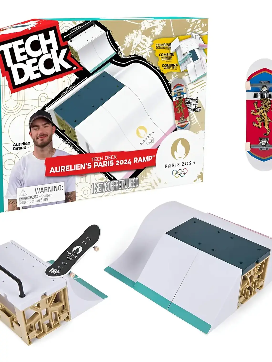 Set Tech Deck Skate Dedos Aurelien Juegos Olimpicos Paris 2024 Rampa 1