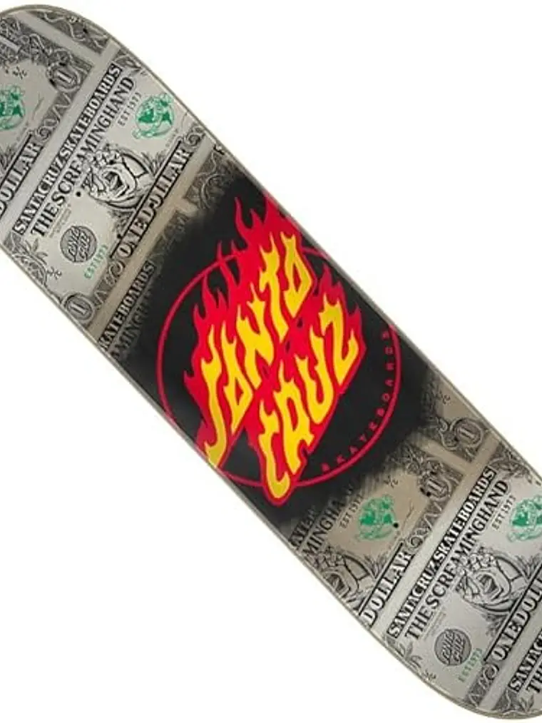 Santa Cruz Skateboard deck Dollar Flame Dot 7 Ply 8.0' x 31.60' 3