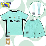Conjunto Alternativo Menta Sporting 2025/26 com Meias - CRIANÇA