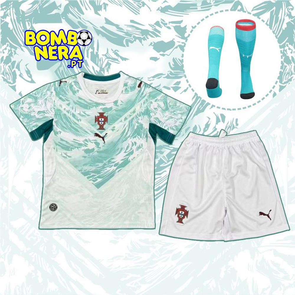 Conjunto Alternativo de Portugal 2026 com Meias - Mundial - CRIANÇA