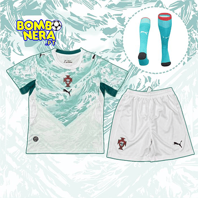Conjunto Alternativo de Portugal 2026 com Meias - Mundial - CRIANÇA