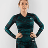 Venum Defender long sleeve Rashguard - for women - Black/Green