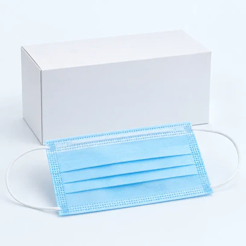 Mascarilla de procedimiento de tres pliegues, azul — caja 50 unidades
