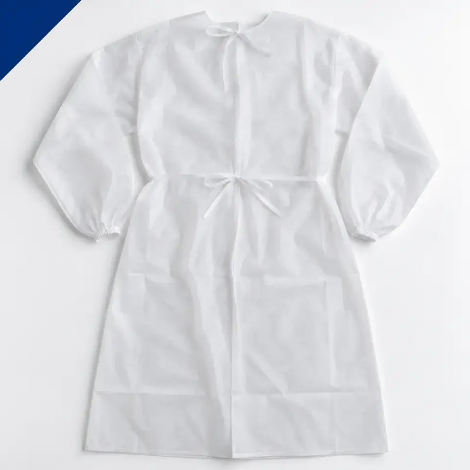 Bata desechable de polipropileno, manga larga — talla única 1