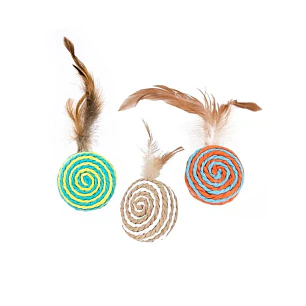 Juguete MarbenPets Bola Trenzada con Pluma para Gato 4cm