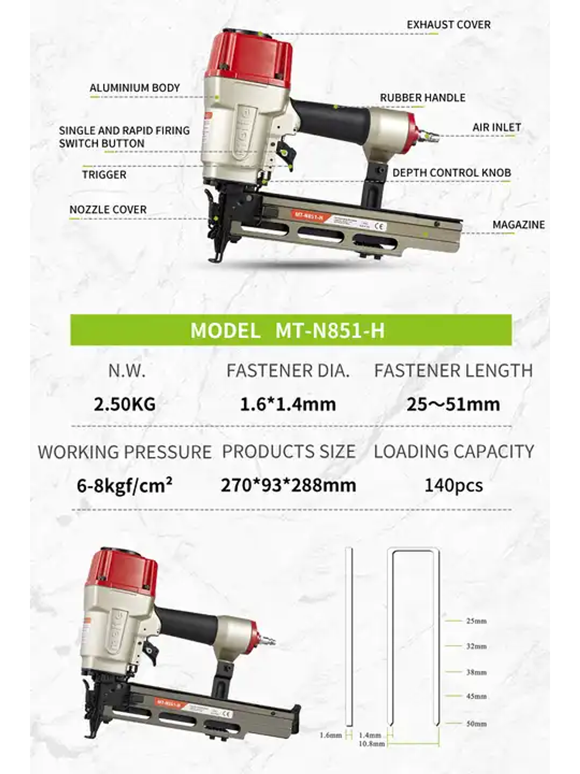Corchetera Grapadora Meite MT-851-H Esqueletera Profesional 2