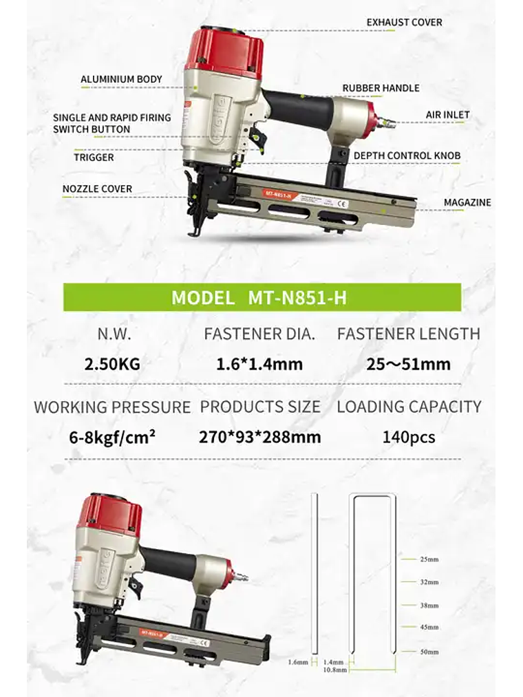 Corchetera Grapadora Meite MT-851-H Esqueletera Profesional 2